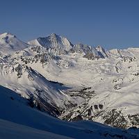  De gauche à droite:La Grande Motte (Tignes), la Grande Casse, l'Épéna, la Grande Glière, les Volnets et le Grand Bec.