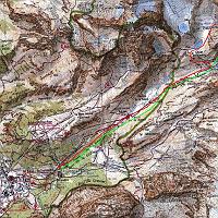  Le parcours sur deux photos: en rouge ça monte et en vert ça descend