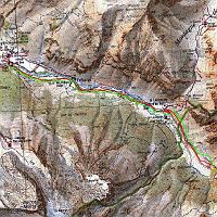  Le parcours sur deux photos: en rouge ça monte et en vert ça descend