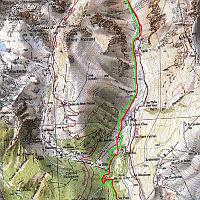  Le parcours sur deux photos: en rouge ça monte et en vert ça descend / Dénivelé positif: 1450 m