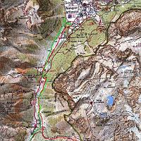  Le parcours sur deux photos: en rouge ça monte et en vert ça descend