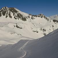  Pic de Lachat, la trace de montée du matin au fond