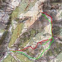  En rouge la montée, en vert la descente